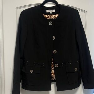 Kasper Black Women's Blazer with Leopard Print Lining